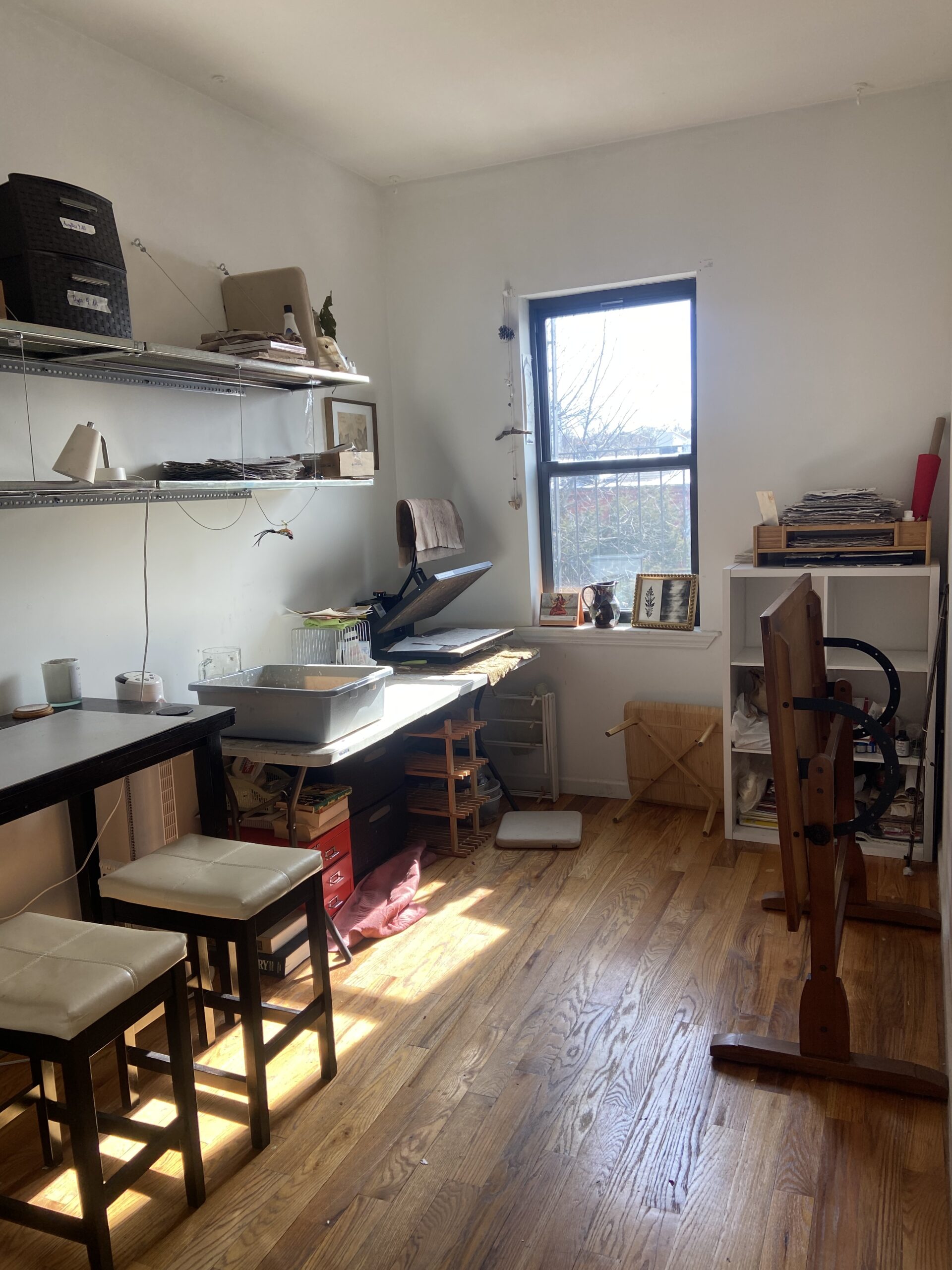 Naturally-lit shared art studio in BUSHWICK. $350 month to month.