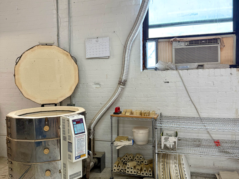 Ceramic studio for rent in shared, 750 sq ft. Light-filled space!