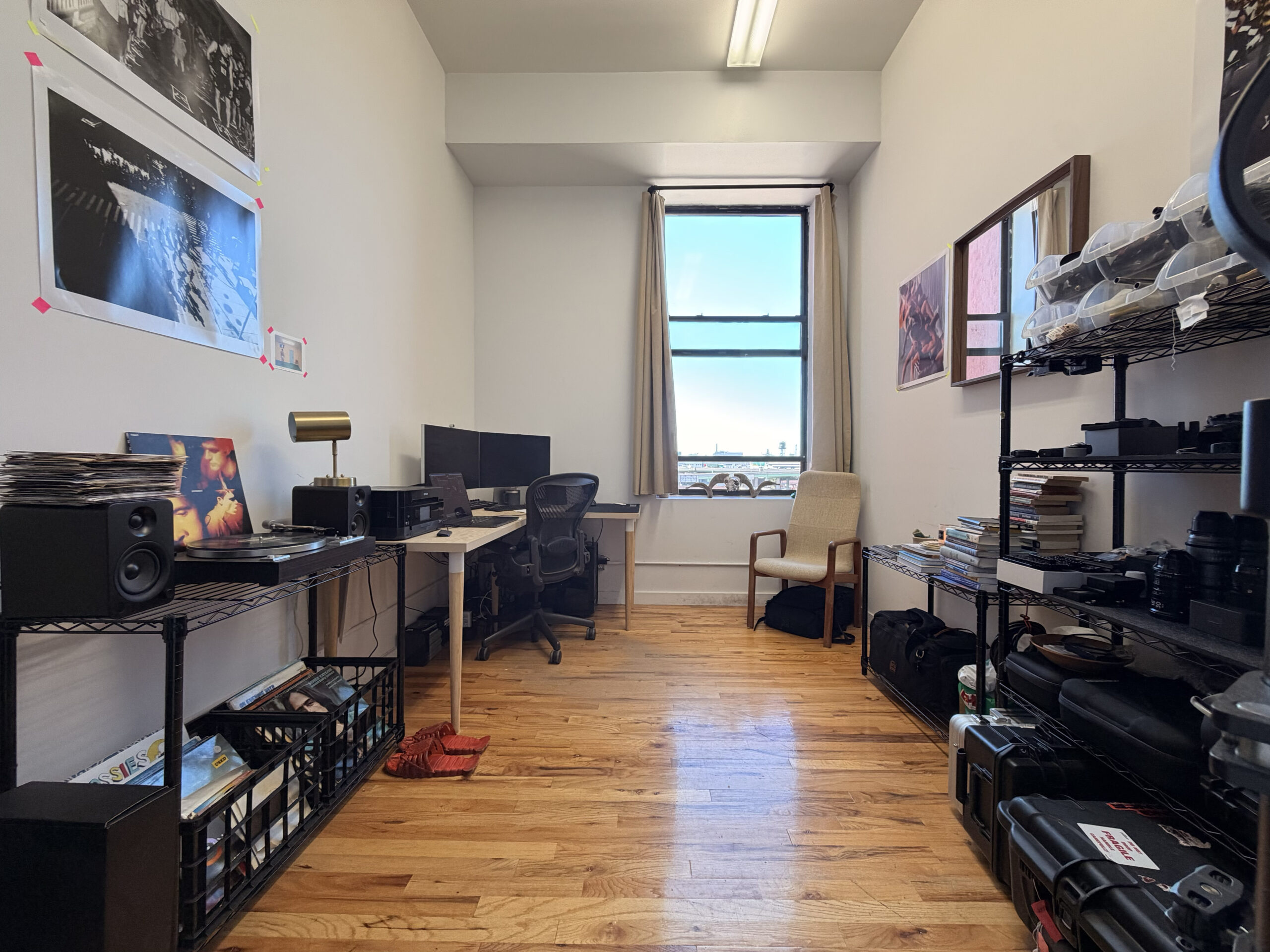 Private, sunny, climate controlled workspace/office with open views and storage in great location
